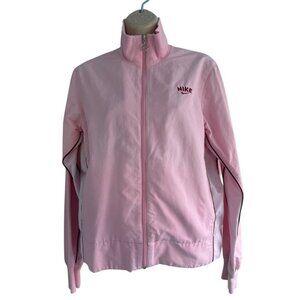 Vintage Nike Woman's Sz M Pink with Red Trim Full Zip Windbreaker Mesh Detailing